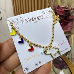 Collar cadena mapa venezuela corazones tricolor baño de oro / unidad 0