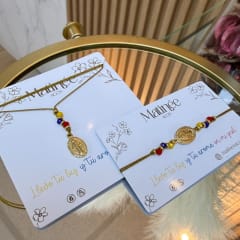 Pulsera collar tricolor Venezuela virgen milagrosa ajustable / set 0