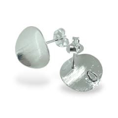 Base de aros topito redonda texturizada 13 mm baño de plata / par 0