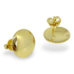 Base de aros topito redondo abombado pequeño 11 mm baño de oro / par 0