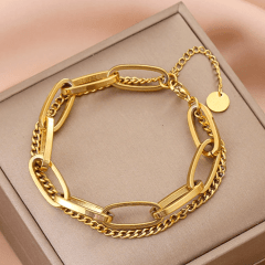 Pulsera doble eslabón grande acero / unidad 0