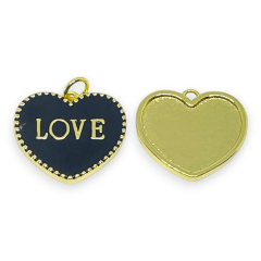 Dije colgante corazón love baño de oro esmaltado / unidad 0