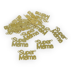 Dije conector palabra Súper mamá Gold-filled / unidad 0