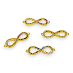 Dije conector multicolor baño de oro zircón / unidad 2