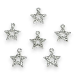 Dije colgante mini zircón baño de platino / unidad 6