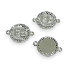 Dije conector fe religioso zircón baño de platino / unidad 0