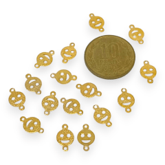 Dije conector mini Smiley sonrisa Gold-filled / unidad 0