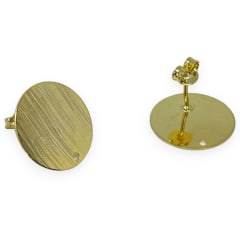 Base de aros topito redondo martillado baño de oro / par 0