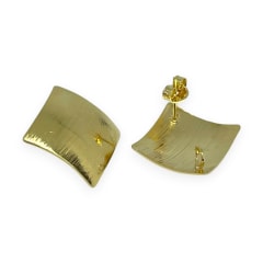 Base de aros topito rombo martillado baño de oro / par 0