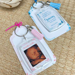 Souvenir llavero con foto baby shower bebé niño niña / docena 0
