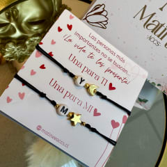 Pulsera hilito parejas inicial San Valentín luna estrella / set 0