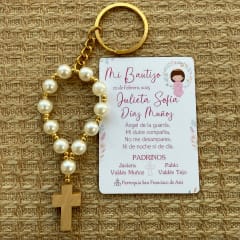 Souvenir decenario llavero de perlas para recuerdos de bautizo comunión / docena 0