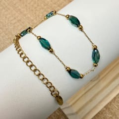 Pulsera cristal turquesa balín acero / unidad 0