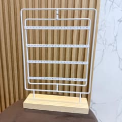 Exhibidor giratorio aros zarcillos 40 pares blanco madera metal / unidad 0
