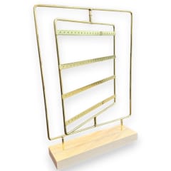 Exhibidor giratorio aros zarcillos 40 pares dorado madera metal / unidad 0