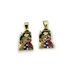 Dije colgante esmaltado Divina Pastora 14x22 mm baño oro / unidad 0