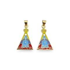 Dije colgante Virgen del Valle tricolor esmaltada 25x14 mm baño de oro / unidad 0