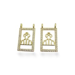 Dije conector escapulario 21x12 mm baño de oro zircón / unidad 0