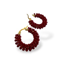 Argollas tejidas alambrismo con cristal / par 0