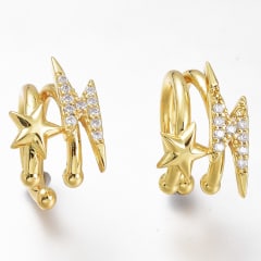 Ear cuff aros solitarios estrella rayo baño oro platino / unidad 0