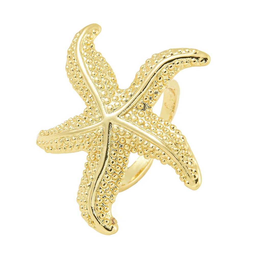 Anillo ajustable estrella de mar baño de oro / unidad1
