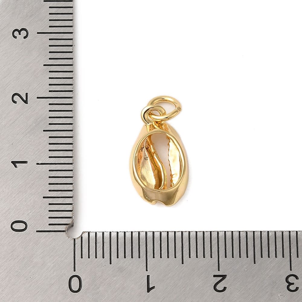 Dije colgante concha cauri mar 14.5 mm baño de oro / unidad3