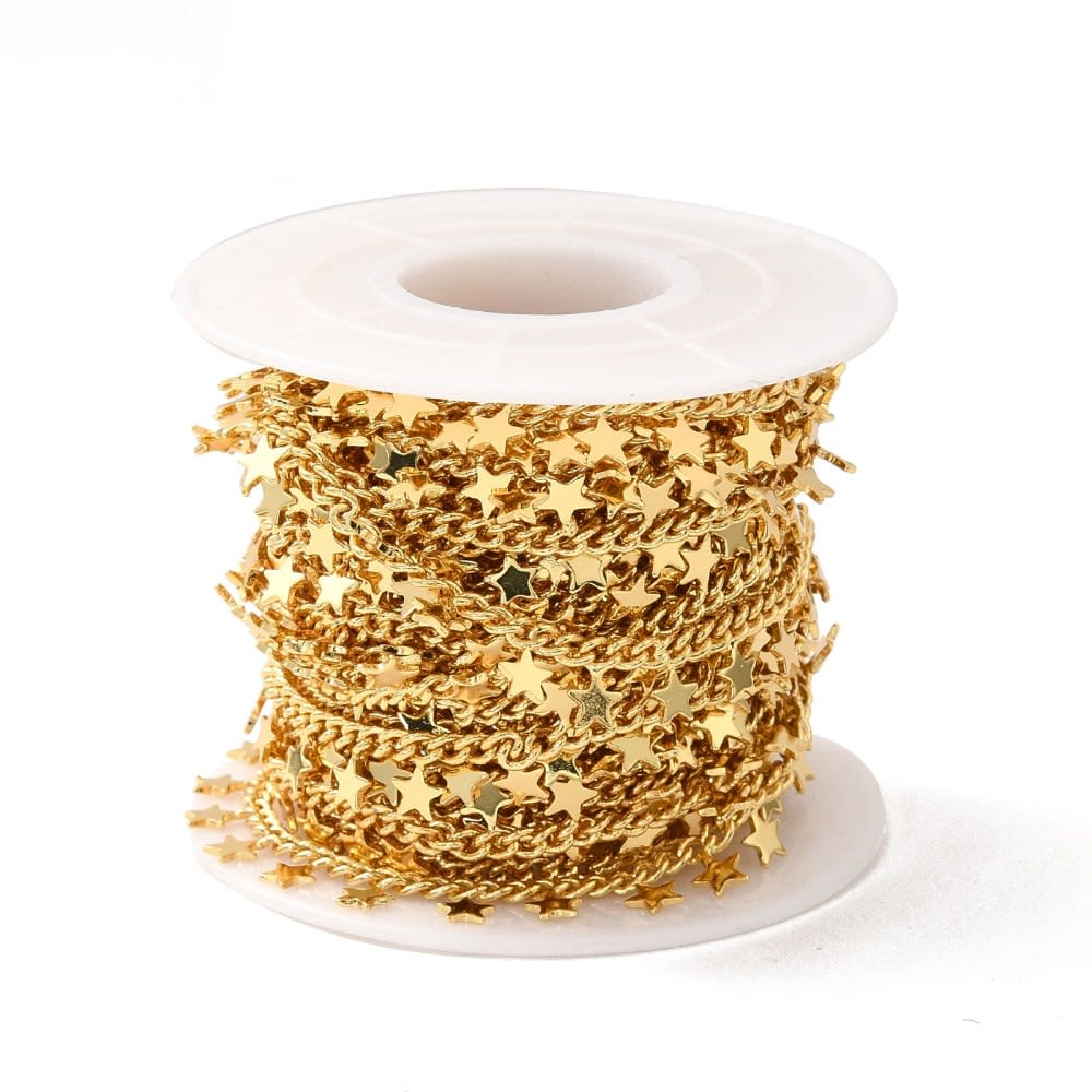 Cadena con corazón y estrella colgante baño de oro / metro6