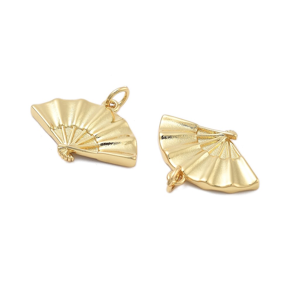 Dije colgante abanico 22.5 mm baño de oro / unidad2
