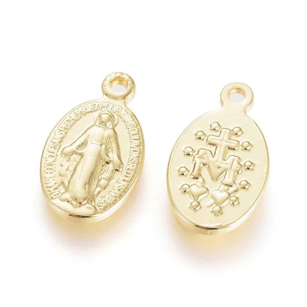 Dije colgante medalla milagrosa 14 mm baño de oro / unidad1