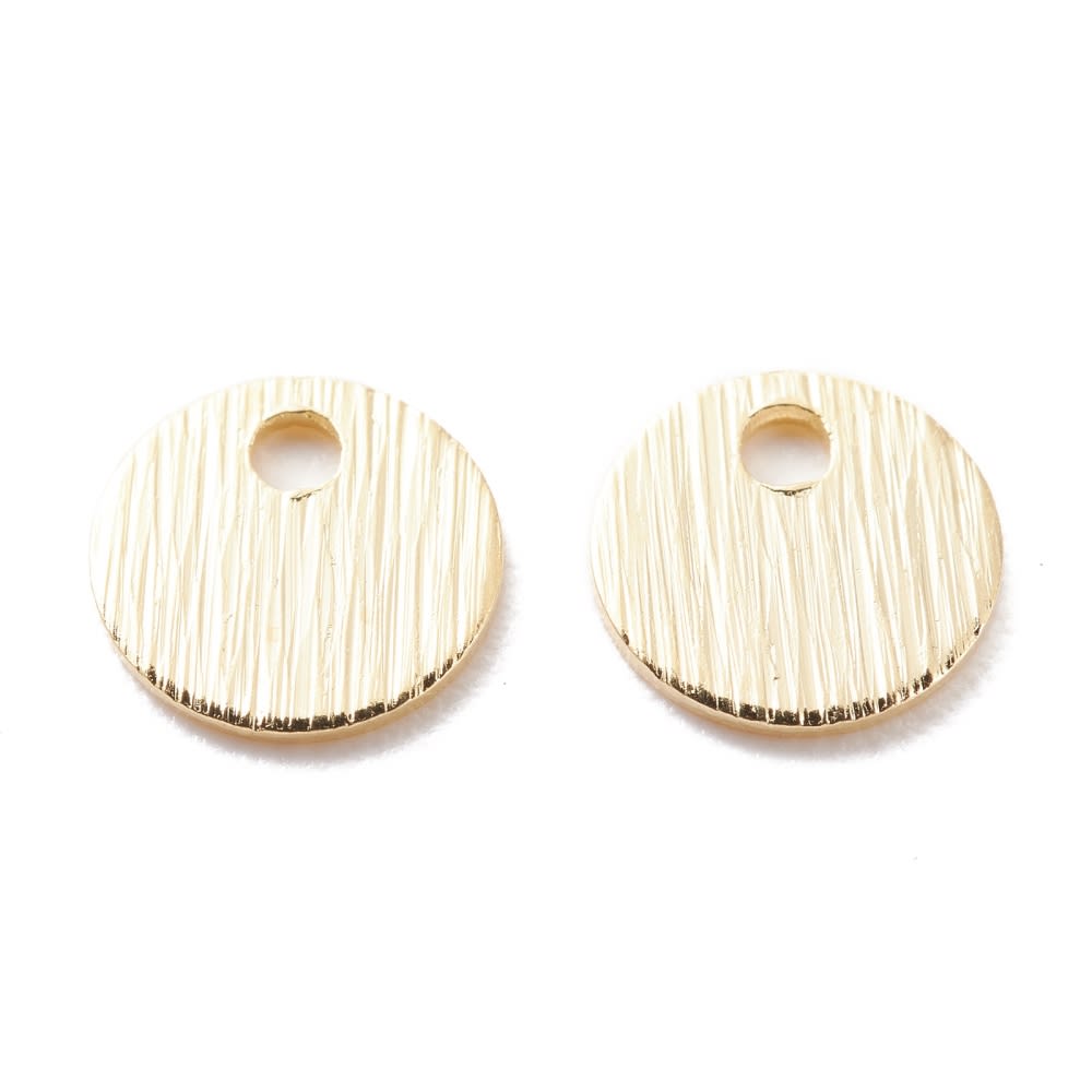 Dije colgante círculo 6 mm baño de oro / unidad2