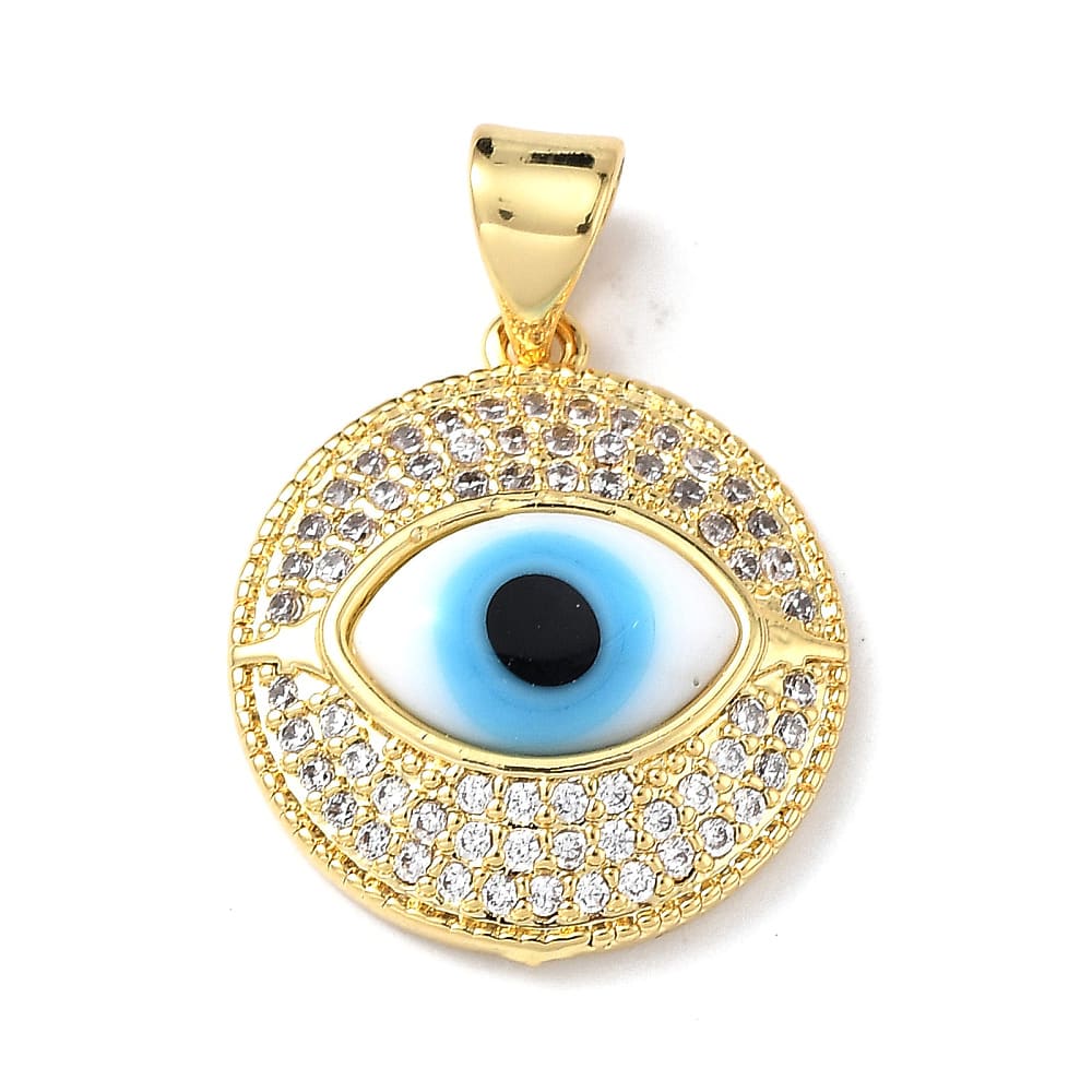 Dije colgante ojo turco con zircones 19 mm baño oro / unidad1
