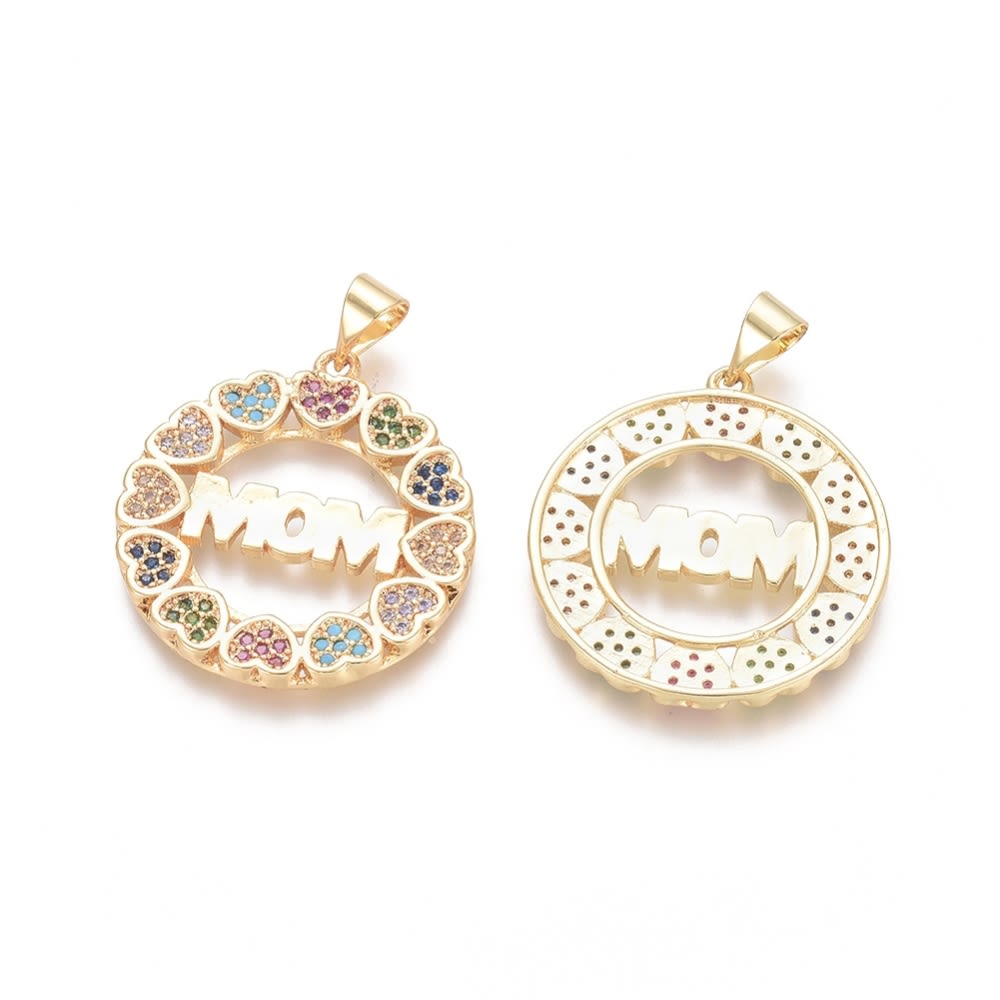 Dije colgante mom corazones color baño de oro / unidad1