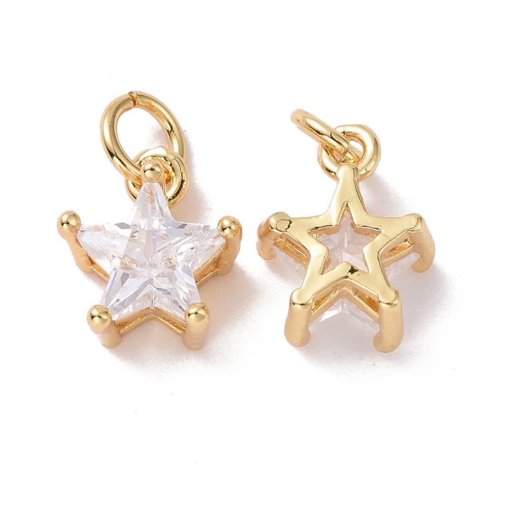 Dije colgante estrella feliz star zircón baño de oro / unidad1