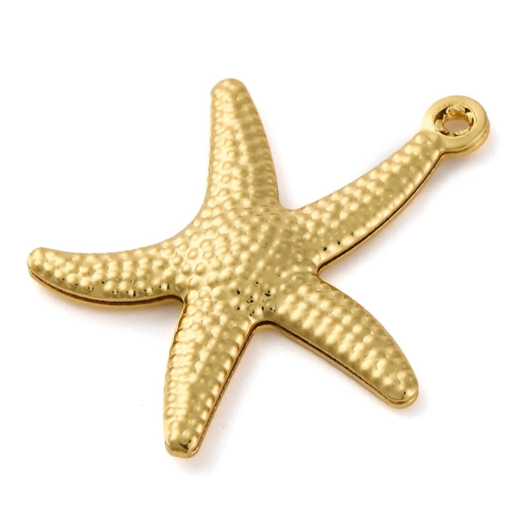 Dije colgante estrella de mar 22 mm baño oro platino / unidad4