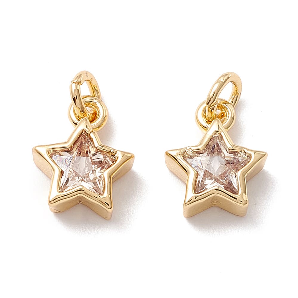Dije colgante estrella zircón 9 mm baño oro / unidad5