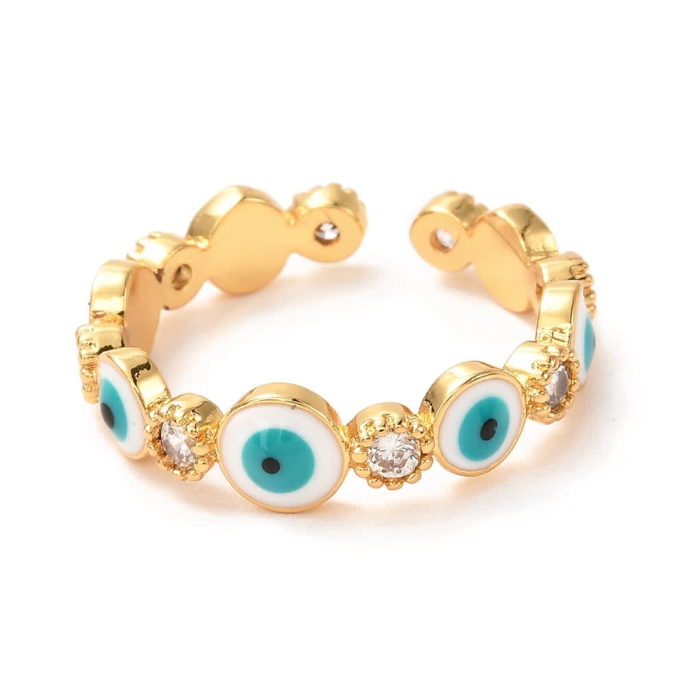 Anillo ajustable ojo turco nazar baño de oro / unidad2