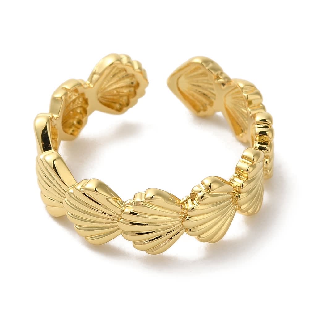Anillo ajustable ostras concha de mar baño de oro / unidad2