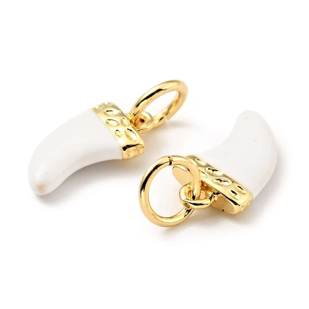 Dije colgante esmaltado colmillo 14.5 mm baño de oro / unidad4