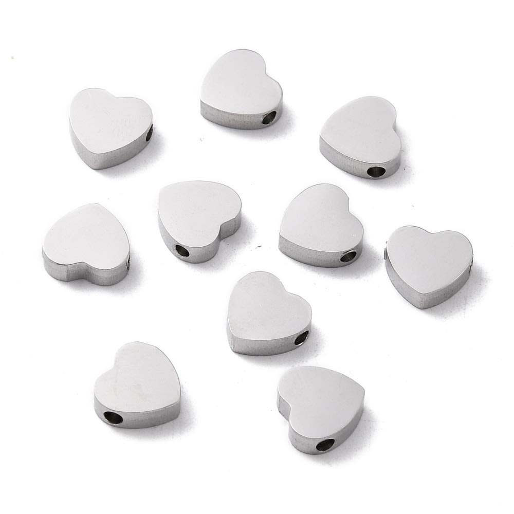 Dije pasador corazón 8.5 mm acero dorado plateado / unidad2