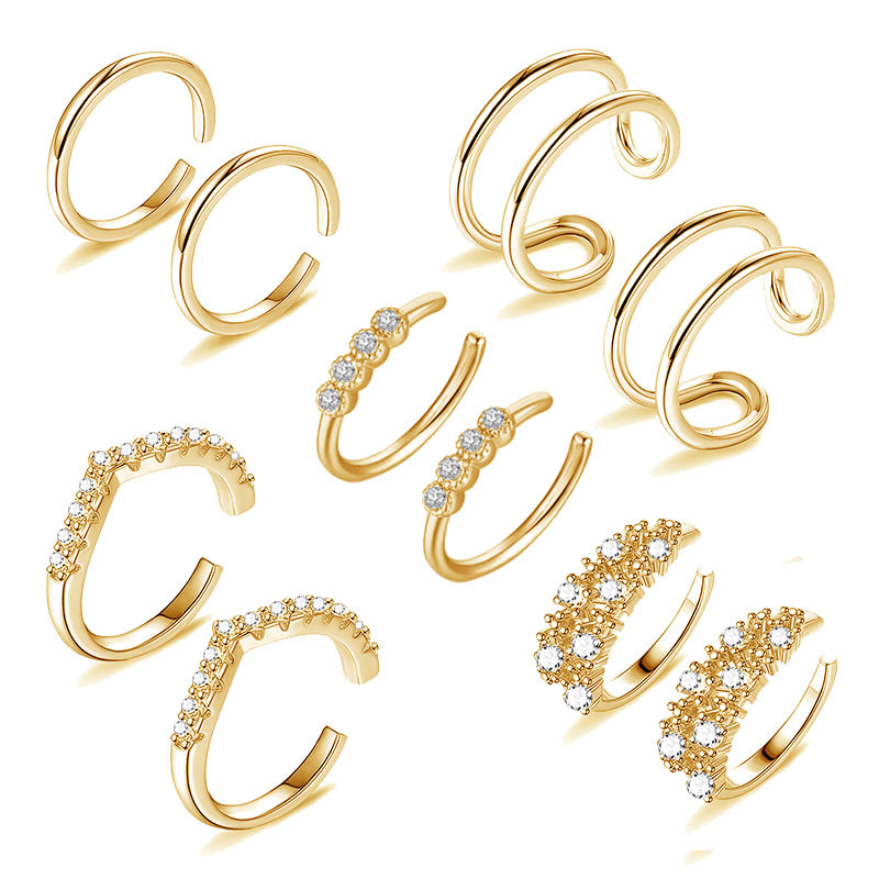 Ear cuff aros solitarios figuras baño de oro / unidad1