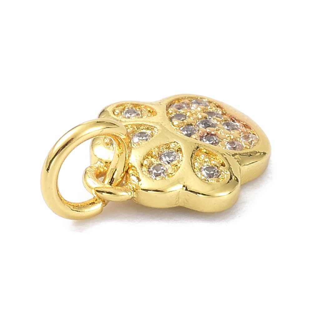 Dije colgante patita mascota zircón 10 mm dorado plateado / unidad6