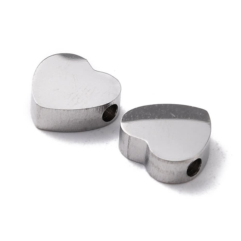 Dije pasador corazón 8.5 mm acero dorado plateado / unidad4