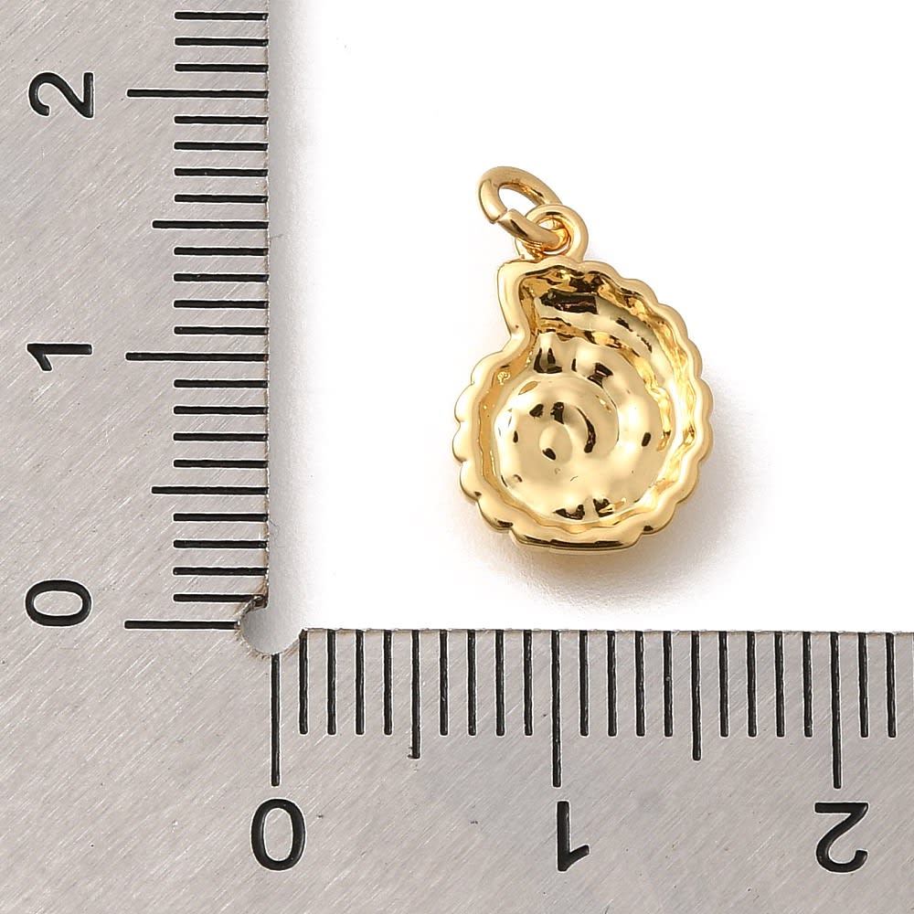 Dije colgante concha caracol terrestre 13.5 mm baño oro / unidad3