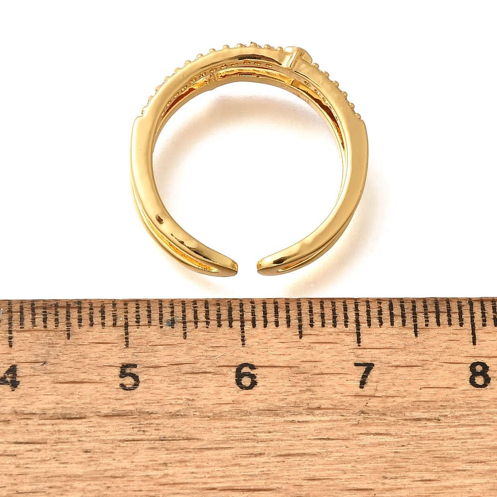 Anillo ajustable esmaltado burdeo con zircón baño de oro / unidad2