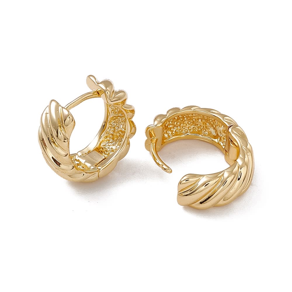 Aros argollas aretes lisos torneados 16 mm baño de oro / par2