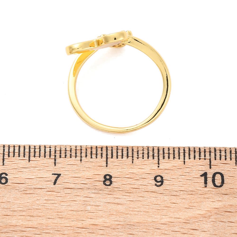 Anillo ajustable corazón rojo blanco zircón baño oro / unidad3