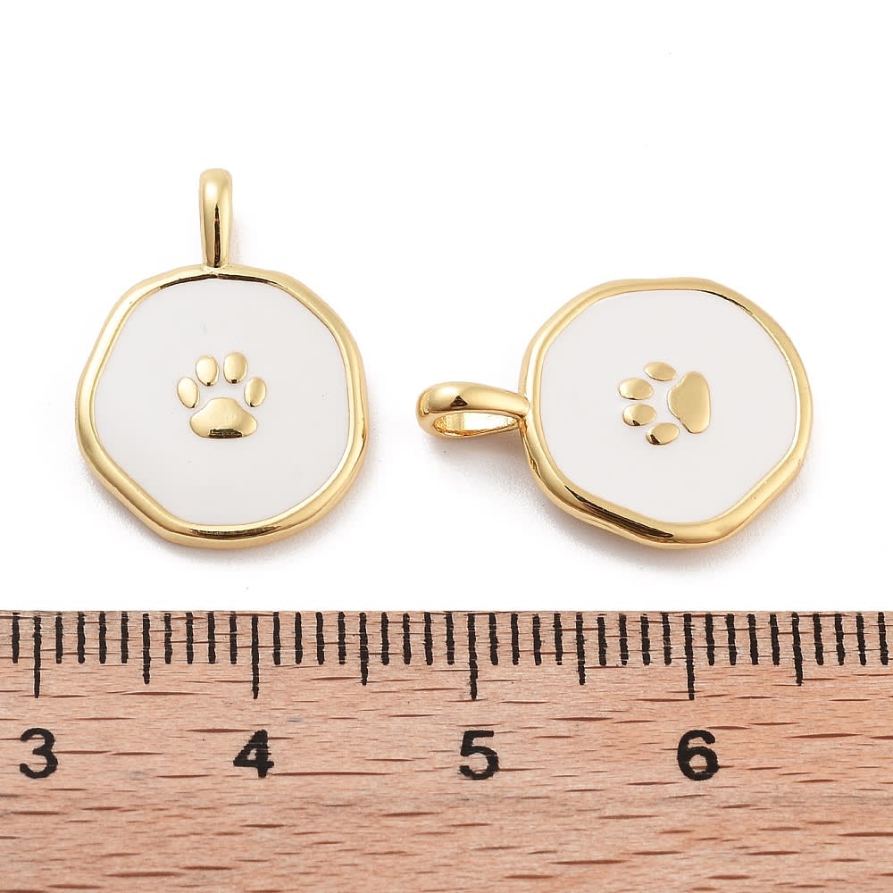 Dije colgante esmaltado patita mascota 18.5 mm baño de oro / unidad3