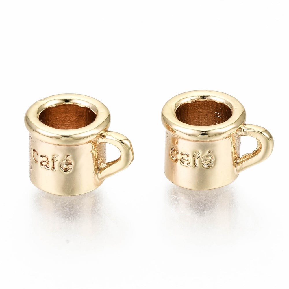 Dije colgante taza de café 6.5 mm baño de oro / unidad2