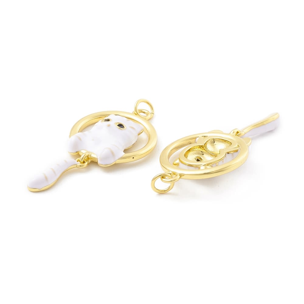 Dije colgante esmaltado felino gato baño oro / unidad4