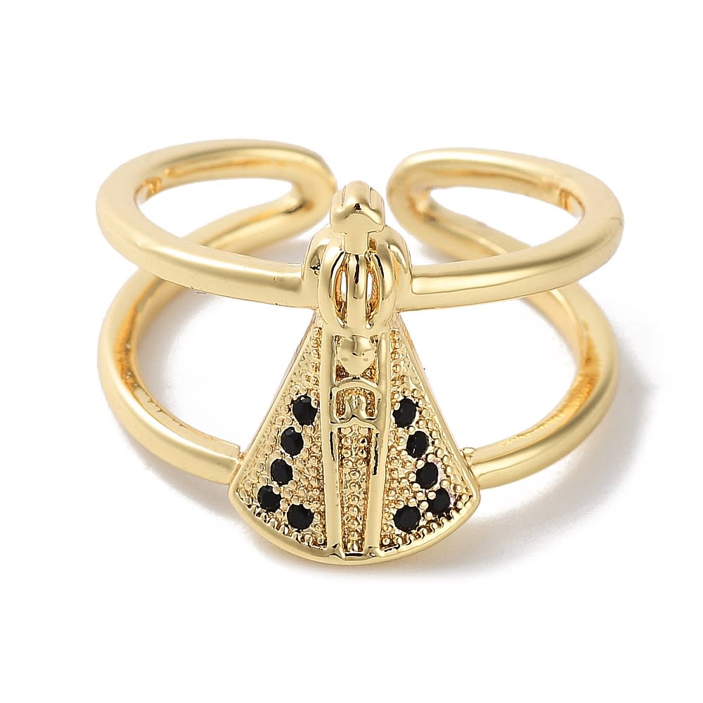 Anillo ajustable virgen del valle zircón baño de oro / unidad1